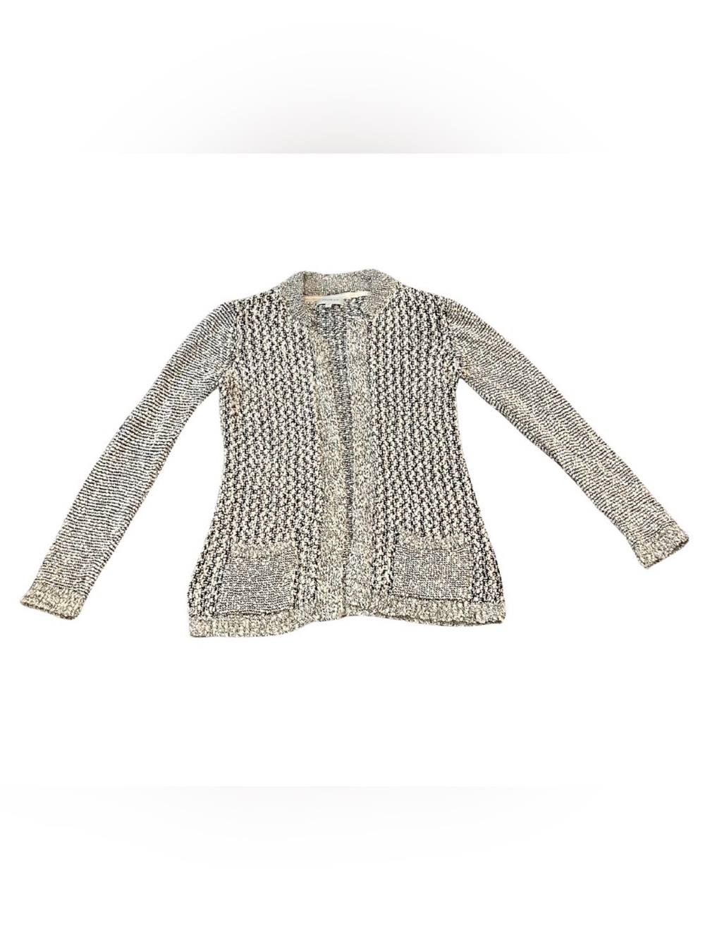 Skies Are Blue x Anthropologie Marled Knit Open Front Cardigan | Cream/Black | M